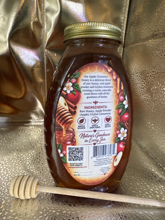 PUREPEACE Apple Cinnamon Raw Honey – 1 lb.