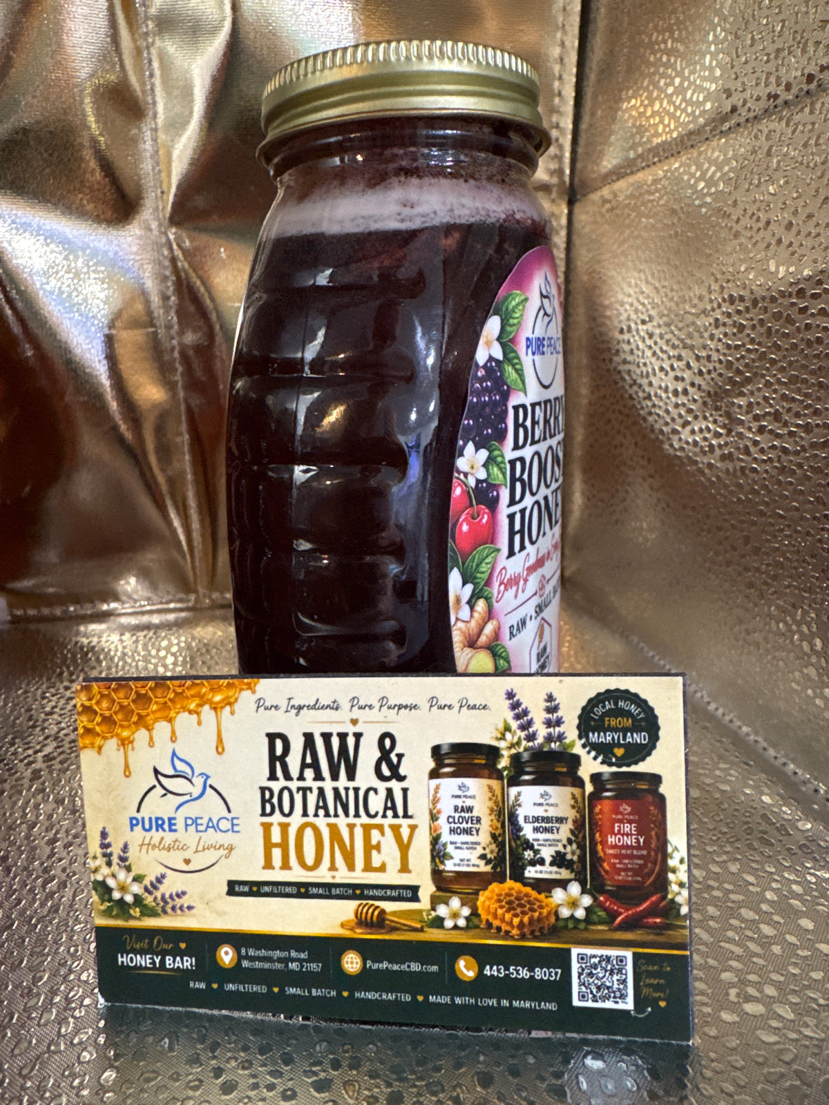 PUREPEACE Berry Boost Honey – Elderberry & Cherry Infused – 1 lb.