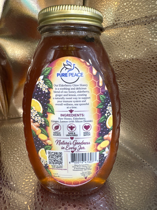PUREPEACE Elderberry Glow Honey – 1 lb.
