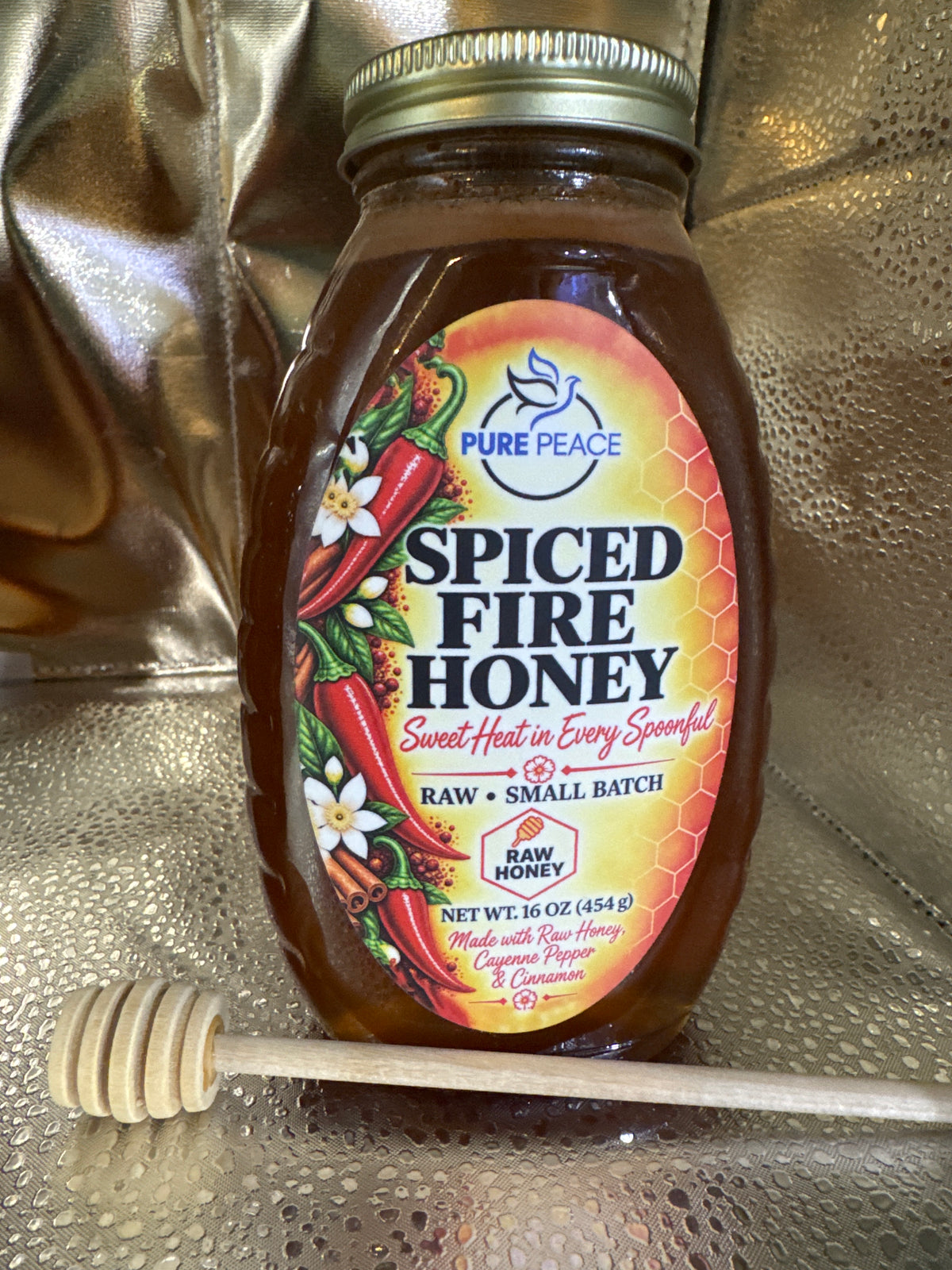PUREPEACE Fire Honey – Ceylon Cinnamon & Cayenne Pepper Infused – 1 lb.