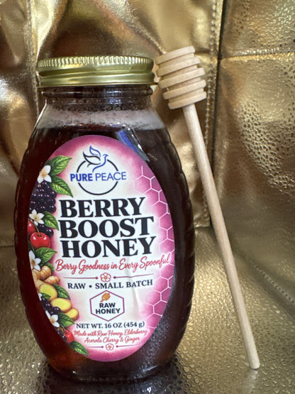 PUREPEACE Berry Boost Honey – Elderberry & Cherry Infused – 1 lb.