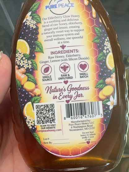 PUREPEACE Elderberry Glow Honey – 1 lb.